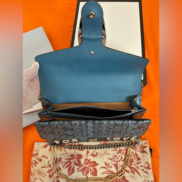 Like New Gucci Python Blind For Love Dionysus Genuine Purse Blue Rhinestones - Picture 12 of 17